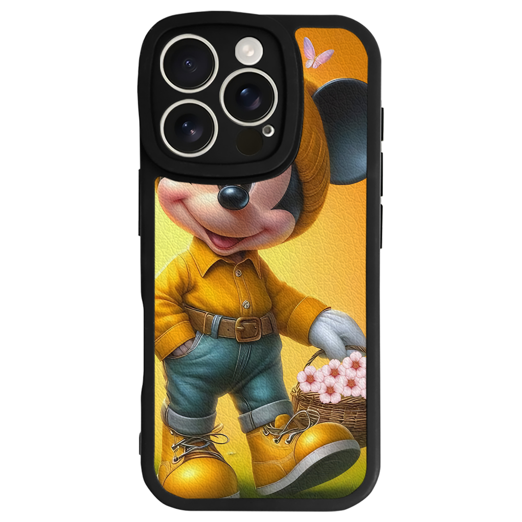 （画像用） ミッキーマウス Mickey Mouse 【iPhone 16シリーズ対応】シリコンスマホケース（レザー調） 材質：シリコン